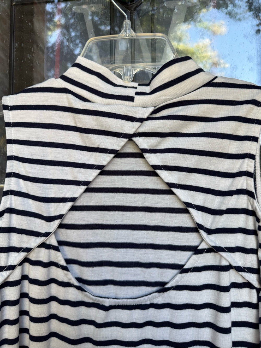 ✨ Entro Striped Cold-Shoulder Mock Neck Dress - Size L ✨